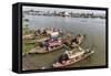 Families in their River Boats at the Local Market in Chau Doc, Mekong River Delta, Vietnam-Michael Nolan-Framed Stretched Canvas