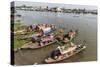 Families in their River Boats at the Local Market in Chau Doc, Mekong River Delta, Vietnam-Michael Nolan-Stretched Canvas