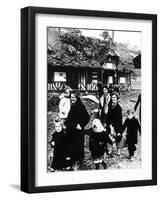 Families Leaving their Village Bombarded During the Normandy Landings, France, 1944-null-Framed Giclee Print