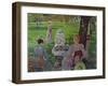 Famille dans un verger-Family in a garden with fruit trees.-Theo van Rysselberghe-Framed Giclee Print