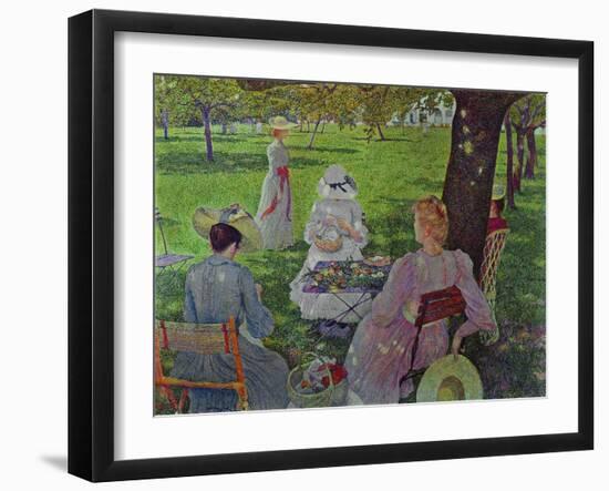 Famille dans un verger-Family in a garden with fruit trees.-Theo van Rysselberghe-Framed Giclee Print