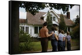 Family Admiring Home-William P. Gottlieb-Framed Stretched Canvas
