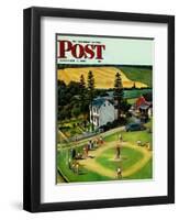 "Family Baseball" Saturday Evening Post Cover, September 2, 1950-John Falter-Framed Giclee Print