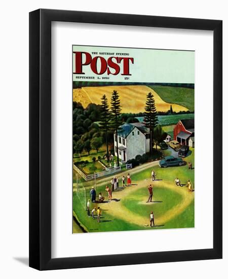 "Family Baseball" Saturday Evening Post Cover, September 2, 1950-John Falter-Framed Giclee Print