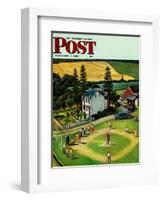 "Family Baseball" Saturday Evening Post Cover, September 2, 1950-John Falter-Framed Giclee Print