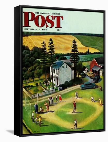 "Family Baseball" Saturday Evening Post Cover, September 2, 1950-John Falter-Framed Stretched Canvas