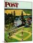 "Family Baseball" Saturday Evening Post Cover, September 2, 1950-John Falter-Mounted Giclee Print