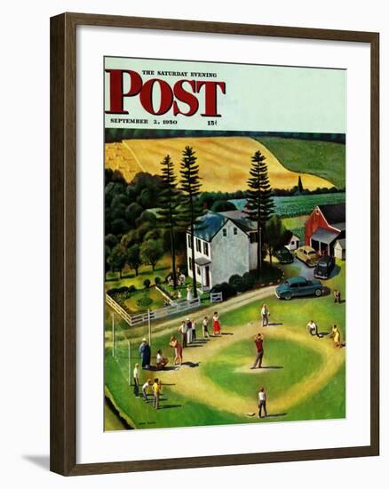 "Family Baseball" Saturday Evening Post Cover, September 2, 1950-John Falter-Framed Giclee Print