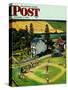 "Family Baseball" Saturday Evening Post Cover, September 2, 1950-John Falter-Stretched Canvas