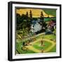 "Family Baseball", September 2, 1950-John Falter-Framed Premium Giclee Print