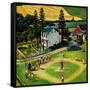 "Family Baseball", September 2, 1950-John Falter-Framed Stretched Canvas