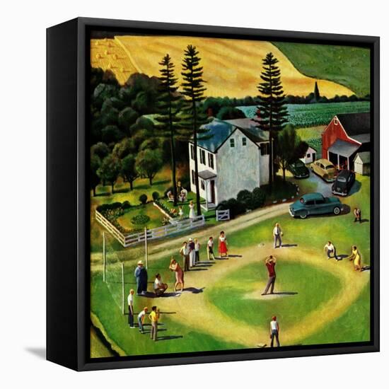 "Family Baseball", September 2, 1950-John Falter-Framed Stretched Canvas