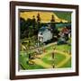 "Family Baseball", September 2, 1950-John Falter-Framed Giclee Print