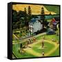 "Family Baseball", September 2, 1950-John Falter-Framed Stretched Canvas