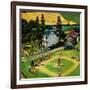 "Family Baseball", September 2, 1950-John Falter-Framed Giclee Print