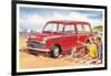 Family Beach Outing with Car-null-Framed Art Print