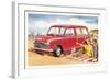 Family Beach Outing with Car-null-Framed Art Print