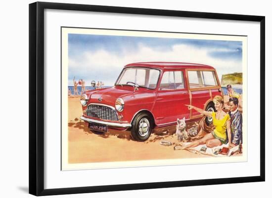 Family Beach Outing with Car-null-Framed Art Print