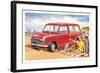 Family Beach Outing with Car-null-Framed Art Print