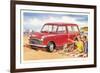 Family Beach Outing with Car-null-Framed Premium Giclee Print