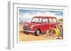 Family Beach Outing with Car-null-Framed Art Print