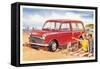 Family Beach Outing with Car-null-Framed Stretched Canvas
