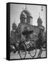 Family Being Pulled in a Rickshaw with a Russian Orthodox Church in the Background-Jack Birns-Framed Stretched Canvas