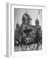 Family Being Pulled in a Rickshaw with a Russian Orthodox Church in the Background-Jack Birns-Framed Photographic Print