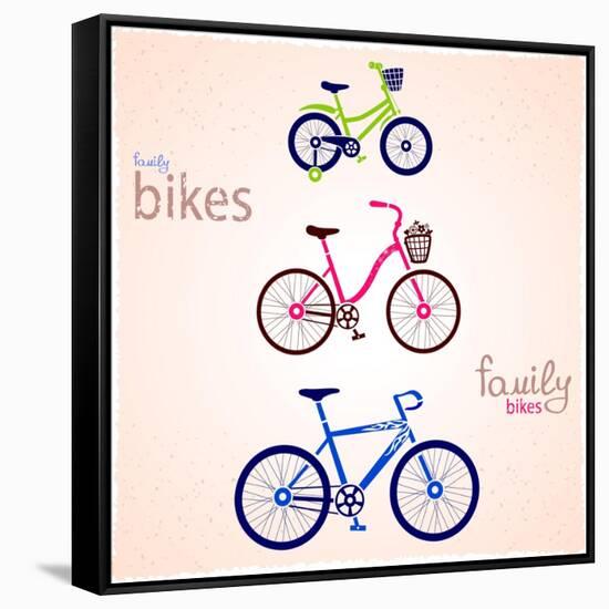 Family Bikes-Julka-Framed Stretched Canvas