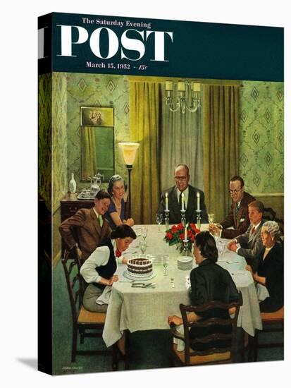 "Family Birthday Party" Saturday Evening Post Cover, March 15, 1952-John Falter-Stretched Canvas