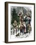 Family Bringing Home their Christmas Tree and Mistletoe, 1880s-null-Framed Giclee Print