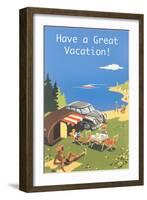 Family Camping by Ocean, Have a Great Vacation-null-Framed Art Print