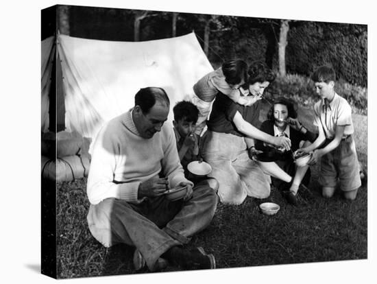 Family Camping Meal-null-Stretched Canvas