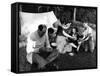 Family Camping Meal-null-Framed Stretched Canvas