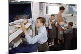 Family Cleaning the Dishes-William P. Gottlieb-Mounted Photographic Print