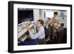 Family Cleaning the Dishes-William P. Gottlieb-Framed Photographic Print