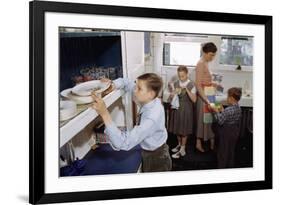 Family Cleaning the Dishes-William P. Gottlieb-Framed Photographic Print