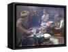 Family Cooking in Kitchen at Home, Village of Pattap Poap Near Inle Lake, Shan State, Myanmar-Eitan Simanor-Framed Stretched Canvas