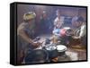 Family Cooking in Kitchen at Home, Village of Pattap Poap Near Inle Lake, Shan State, Myanmar-Eitan Simanor-Framed Stretched Canvas