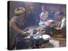 Family Cooking in Kitchen at Home, Village of Pattap Poap Near Inle Lake, Shan State, Myanmar-Eitan Simanor-Stretched Canvas