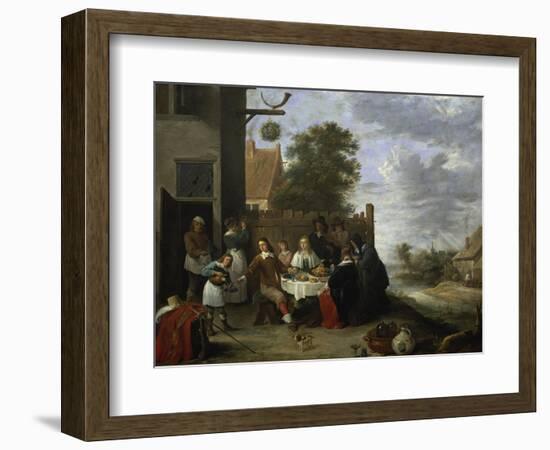 Family During an Outdoor Meal-Jan Steen-Framed Giclee Print