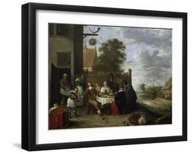 Family During an Outdoor Meal-Jan Steen-Framed Giclee Print