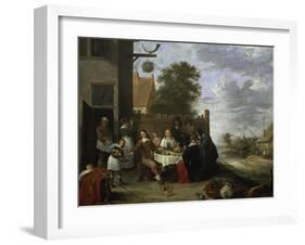 Family During an Outdoor Meal-Jan Steen-Framed Giclee Print