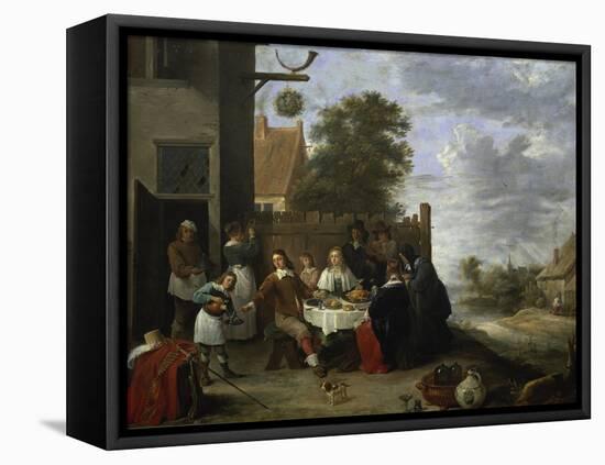 Family During an Outdoor Meal-Jan Steen-Framed Stretched Canvas