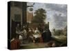 Family During an Outdoor Meal-Jan Steen-Stretched Canvas