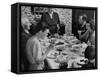 Family Eating at Dinner Table-John Dominis-Framed Stretched Canvas