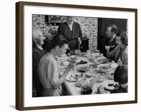 Family Eating at Dinner Table-John Dominis-Framed Photographic Print