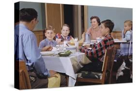 Family Eating at the Dinner Table-William P. Gottlieb-Stretched Canvas
