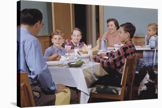 Family Eating at the Dinner Table-William P. Gottlieb-Stretched Canvas