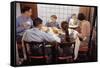 Family Eating Together at Dinner Table-William P. Gottlieb-Framed Stretched Canvas